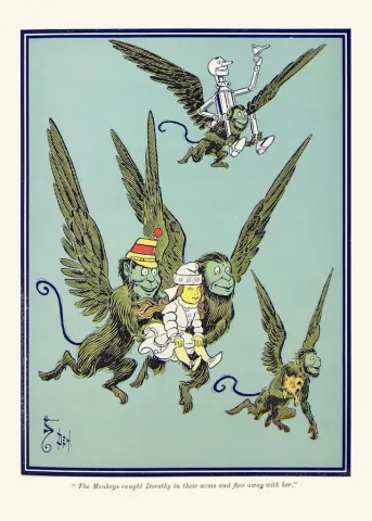 Rock Paper Scissors Wall Art 8x10: W. W. Denslow — The Monkeys caught Dorothy in their arms and flew away with her. cover image