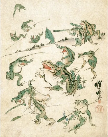 Rock Paper Scissors Wall Art 11x14: Kawanabe Kyōsai — Battle of the Frogs cover image