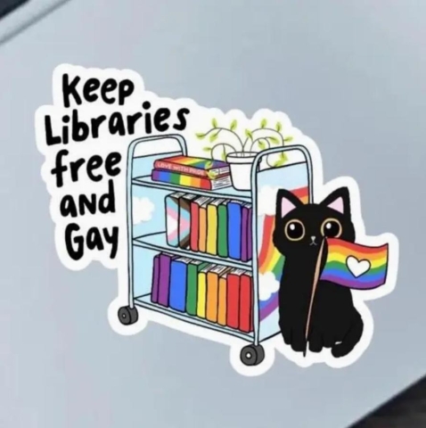 Fable and Flame Co. Sticker: Keep Libraries Free and Gay cover image
