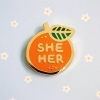 misomomo Pronoun Orange Pin: she/her cover image