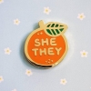 misomomo Pronoun Orange Pin: she/they cover image