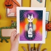 Bunny Dee Art Print 8x10: Halloween Forever Kokeshi Cat cover image