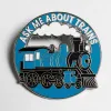 Strike Gently Enamel Pin: Ask Me About Trains cover image